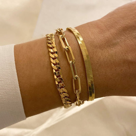 Paperclip Chain Bracelet for Women,Gold Color