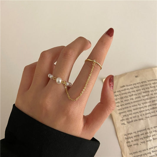 Gold and silver Colors Chain Rings Set
